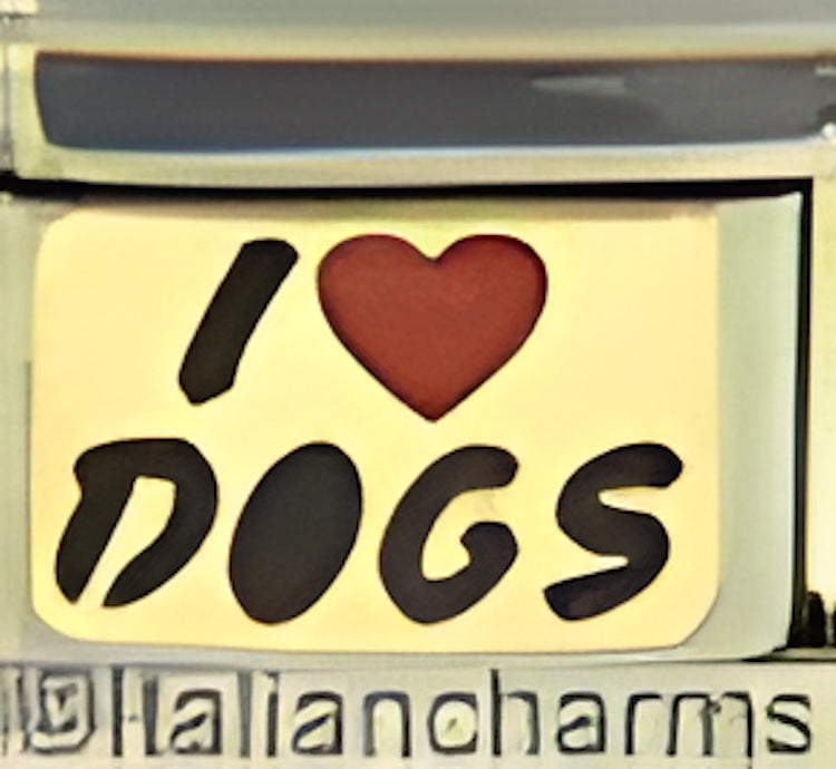 I Love Dogs on Gold with Red Heart