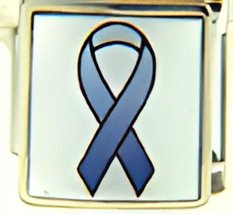 Blue Ribbon on White Photo Charm