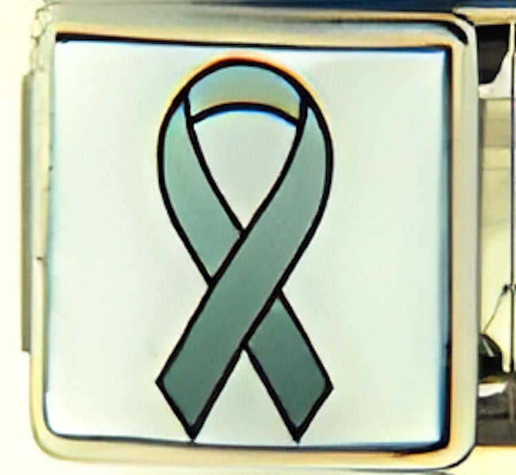 Green Ribbon on White Photo Charm