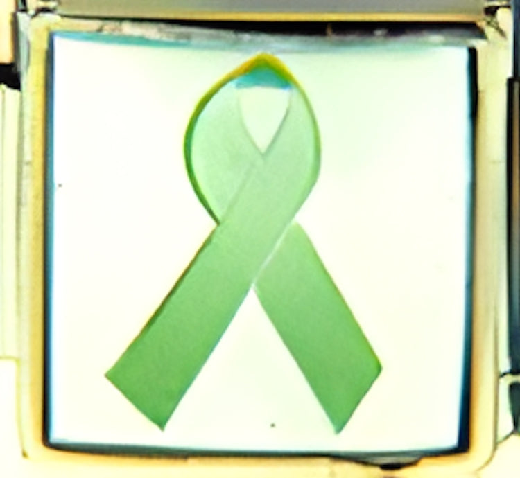 Lime Green Awareness Ribbon for Lymphoma on White Photo Charm