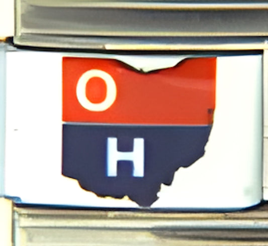 Ohio OH on Blue and Red Photo Charm