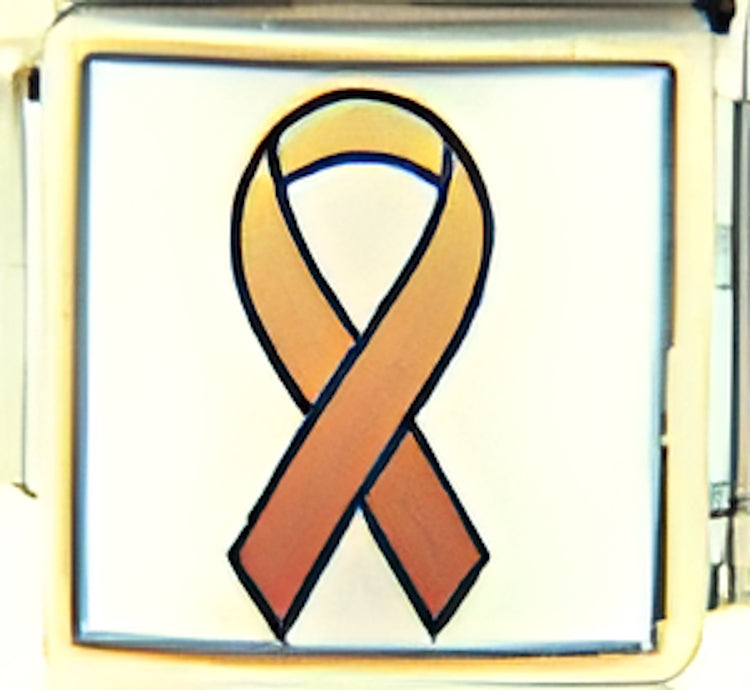 Orange Ribbon on White Photo Charm