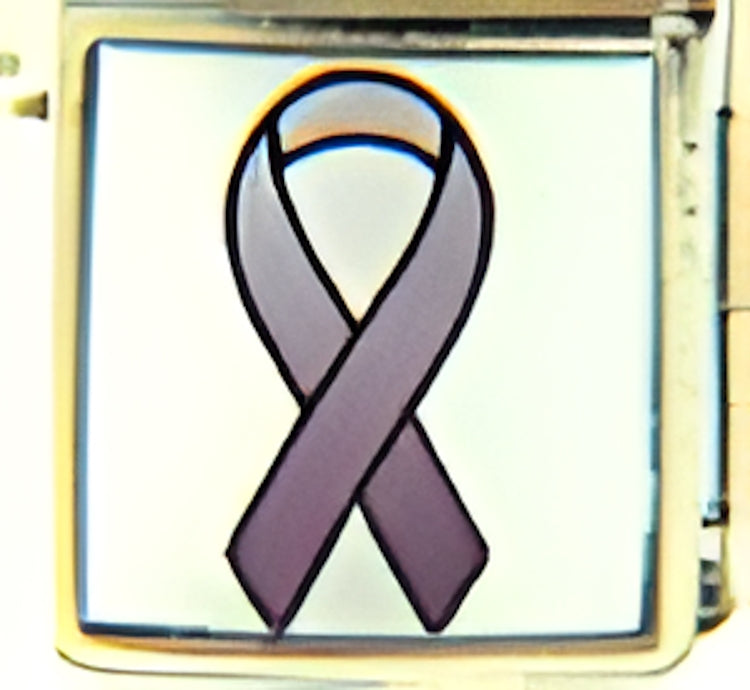 Purple Ribbon on White Photo Charm