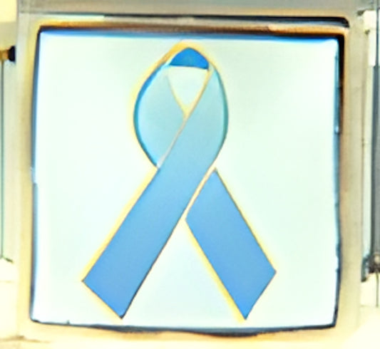 Teal Ribbon on White Photo Charm