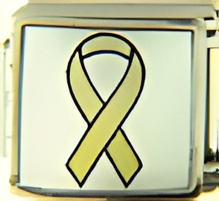 Yellow Ribbon on White-Vertical Photo Charm