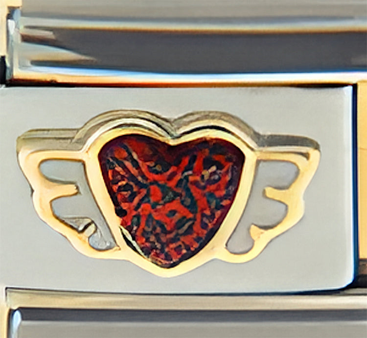 Sparkle Red Heart with Wings
