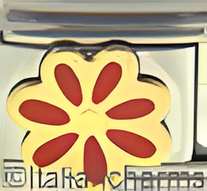 Red Daisy with Yellow CenteRed and Bluey Patty Ann