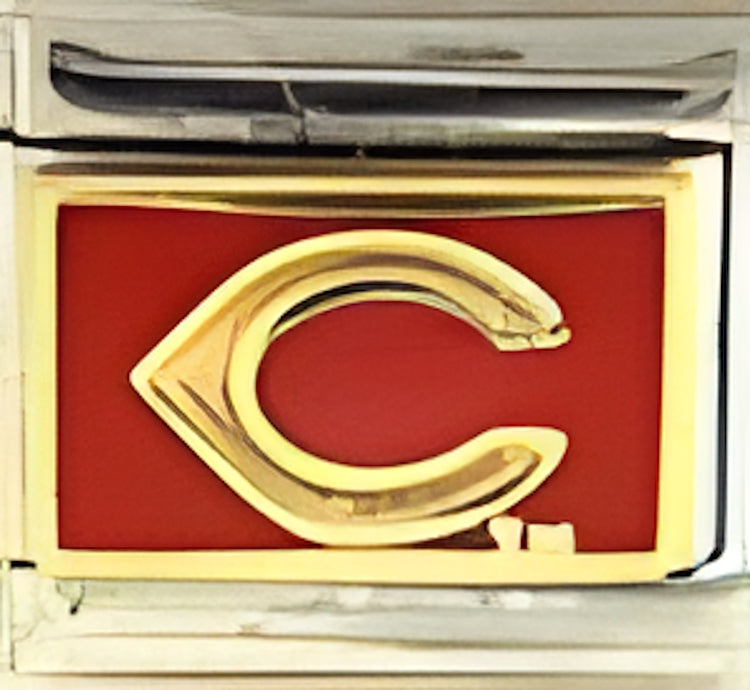 Licensed Baseball Cincinnati Reds Gold C on Red
