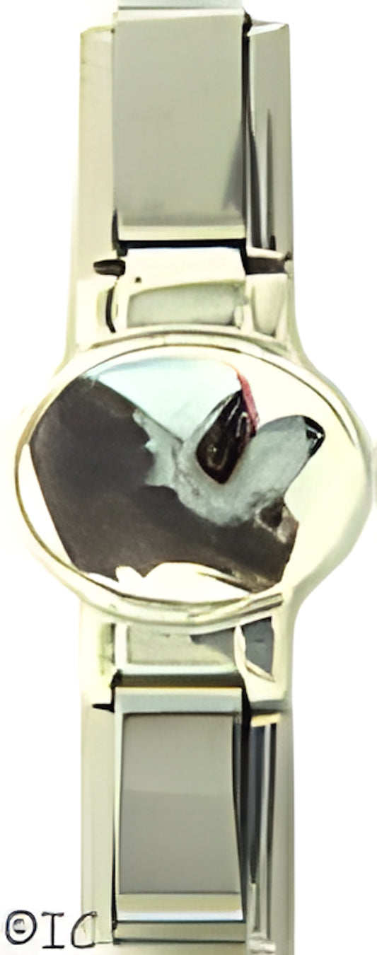 Sterling Silver Oval Centerpiece with Siberian Husky Profile
