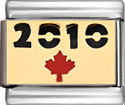 2010 on Gold with Red Maple Leaf