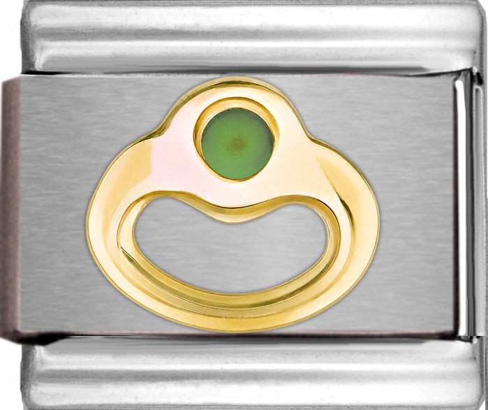 Birthstone Ring with Light Green Stone August