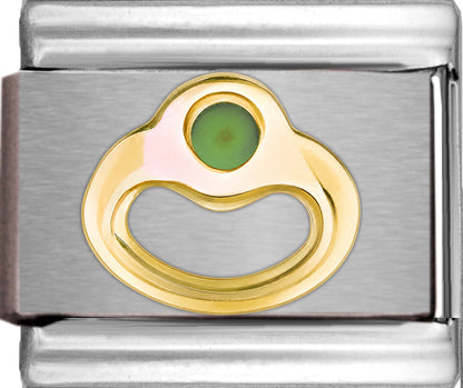 Birthstone Ring with Light Green Stone August