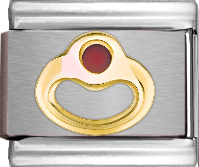 Birthstone Ring with Reddish Orange Stone July