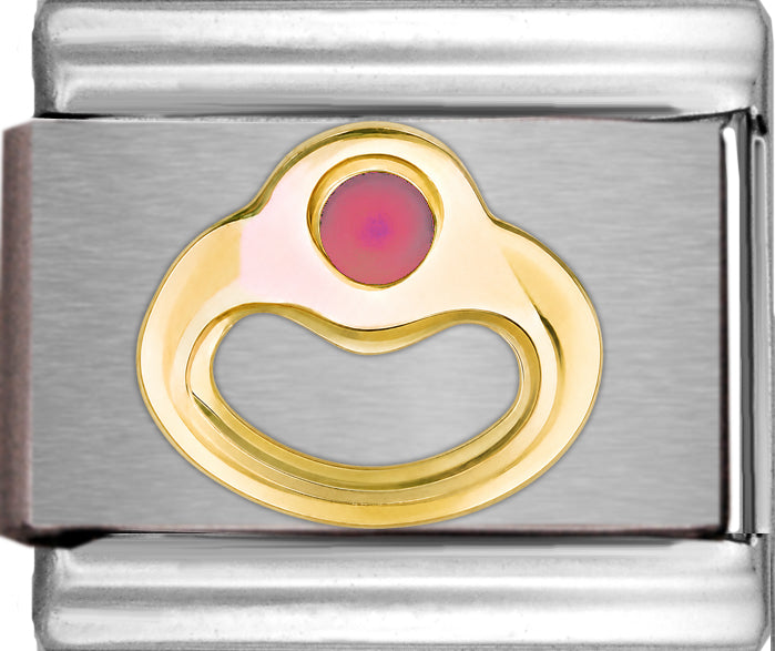 Birthstone Ring with Deep Pink Stone October