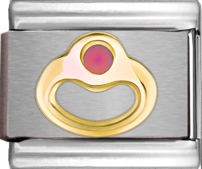 Birthstone Ring with Deep Pink Stone October