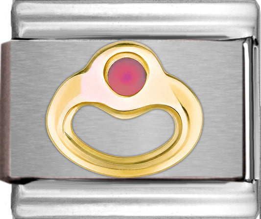 Birthstone Ring with Deep Pink Stone October