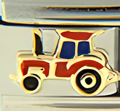 Red Tractor with Blue Windows