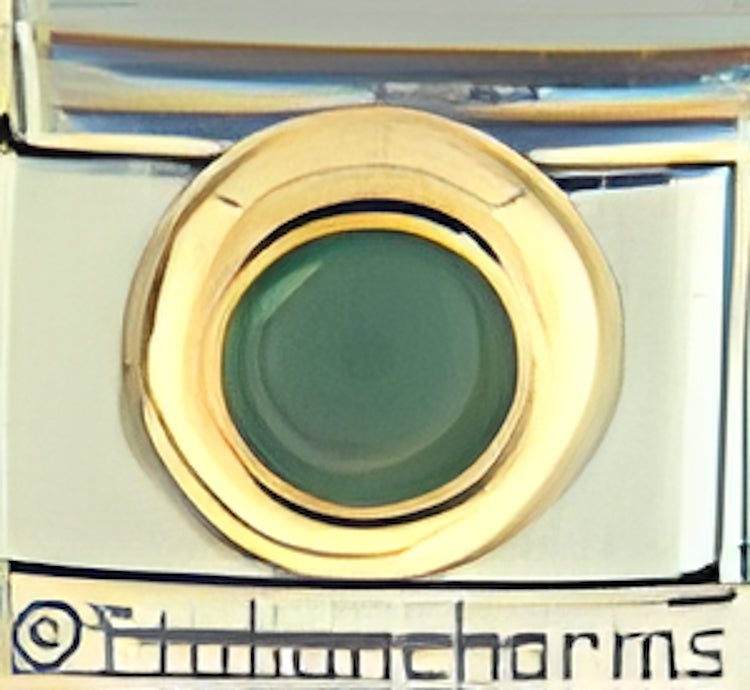 Green Round Stone in Gold