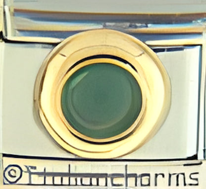 Green Round Stone in Gold