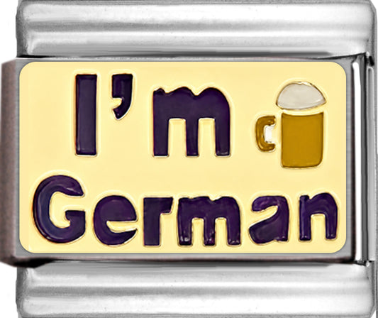 Im German on Gold with Beer Stein Purple Text