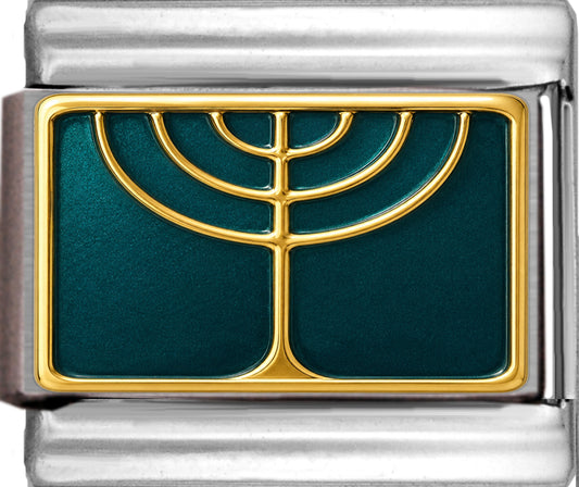 Menorah on Metallic Teal