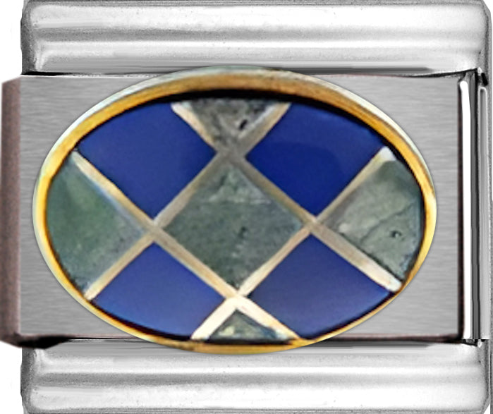 Blue and Green Mosaic Oval Stone