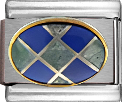 Blue and Green Mosaic Oval Stone