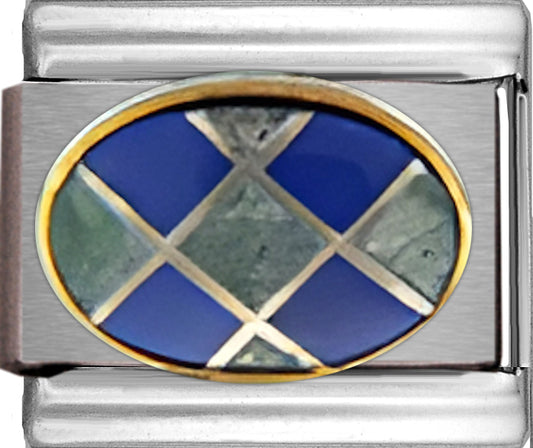Blue and Green Mosaic Oval Stone