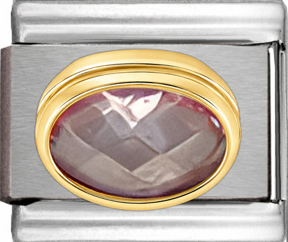 October Pink Faceted CZ Oval Stone