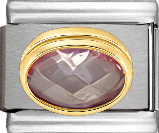 October Pink Faceted CZ Oval Stone