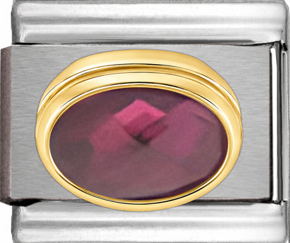 July Red Faceted CZ Oval Stone