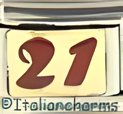 Red Number 21 on Gold