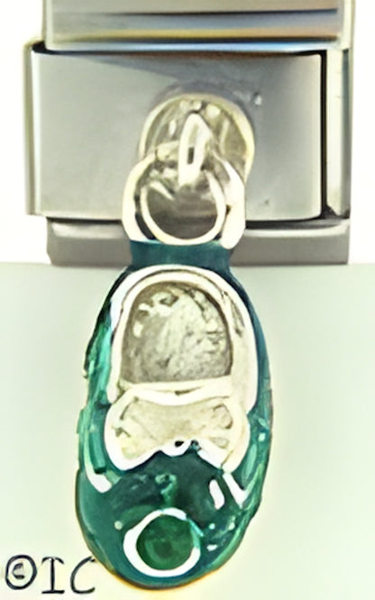 Sterling Silver Dangle Deep Green Baby Shoe May