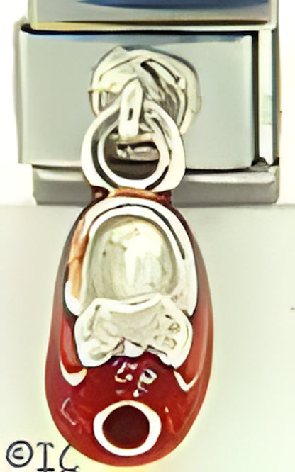 Sterling Silver Dangle Deep Red Baby Shoe Jan