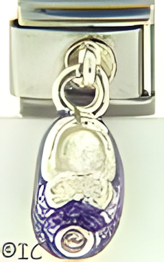 Sterling Silver Dangle Lavender Baby Shoe Feb