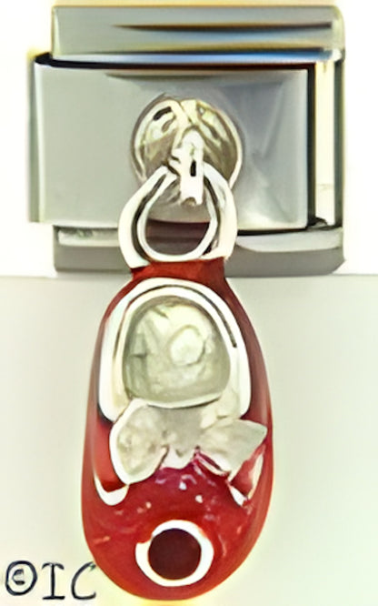 Sterling Silver Dangle Red Baby Shoe July