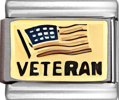 Veteran on Gold With American Flag