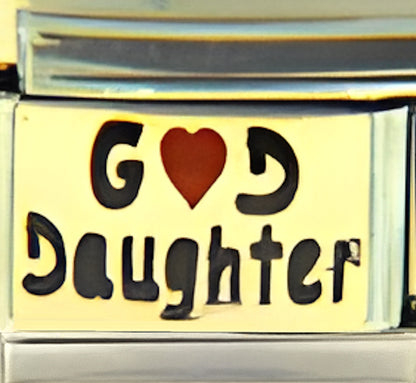 God Daughter on Gold with Red Heart