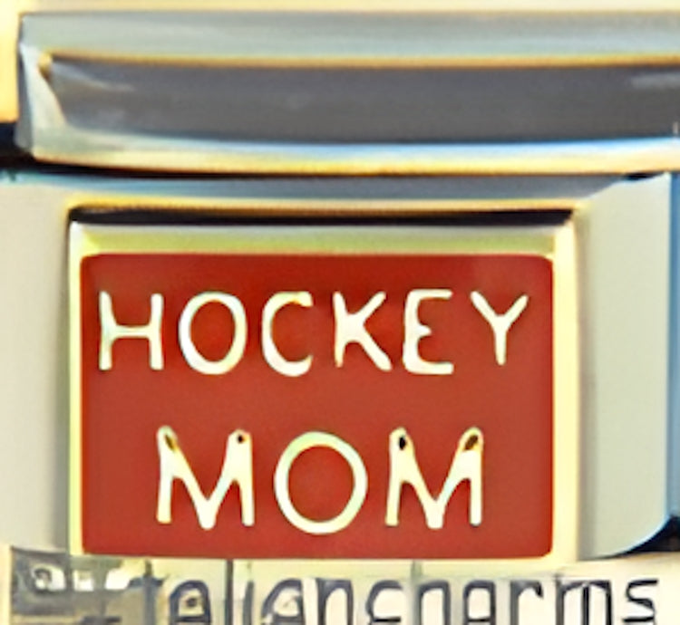 Gold Hockey Mom on Red