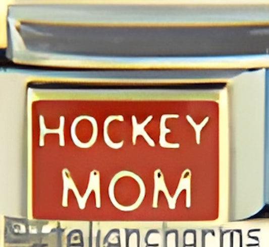 Gold Hockey Mom on Red