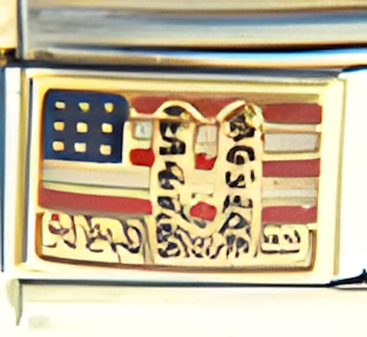 Twin Towers on American Flag