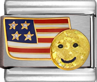 Smiley Face with Flag