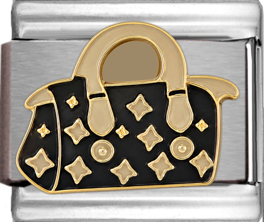 Dark Brown and Tan Purse with Designs
