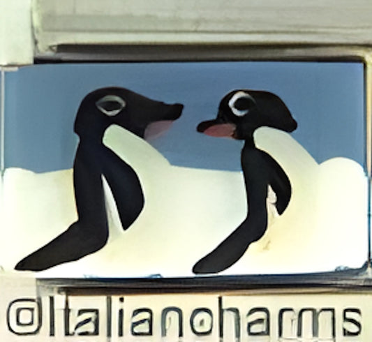 Hand Painted Penguins in Snow