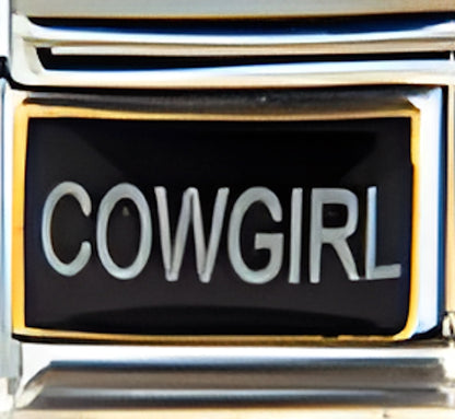Cowgirl Text on Black