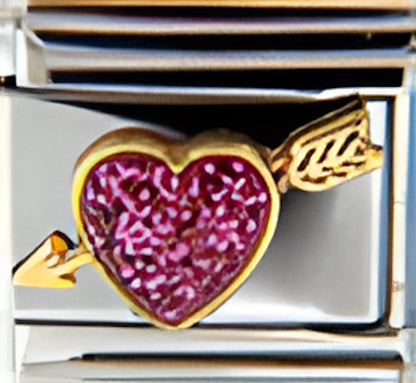 Pink Glitter Heart with Arrow