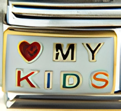 Love My Kids with Heart on White