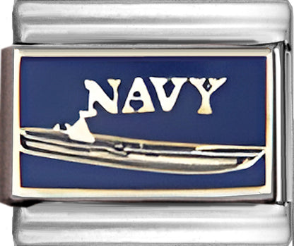 Navy with Ship on Blue