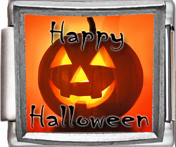 Happy Halloween with Pumpkin Photo Charm