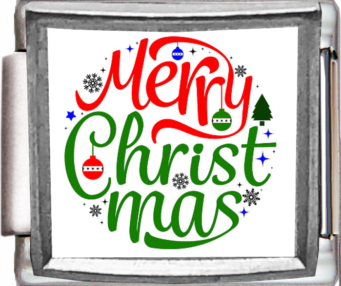 Colorful Merry Christmas Photo Charm